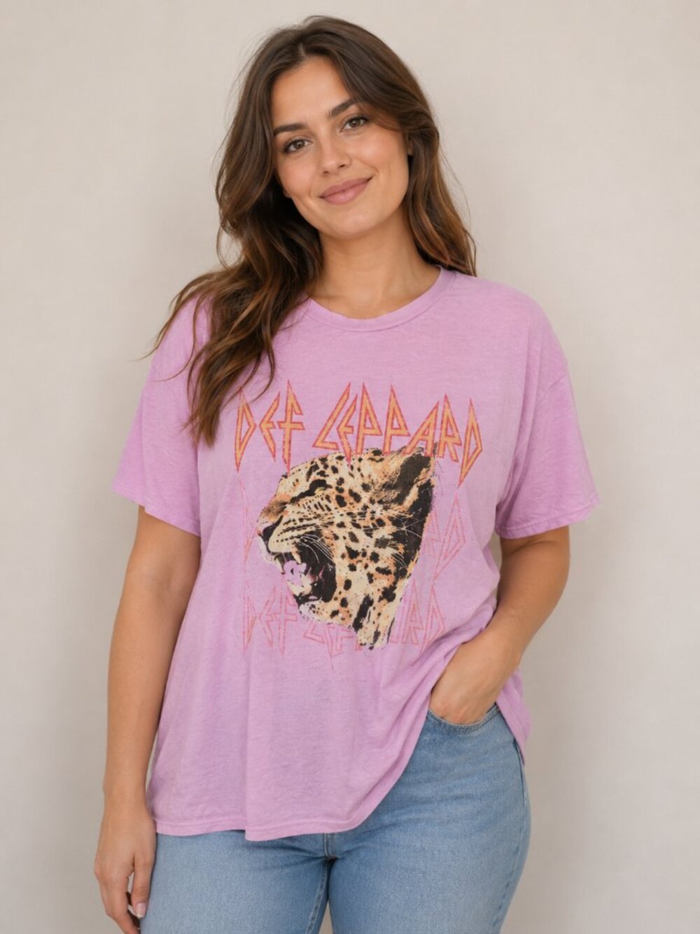 Def Leppard Leopard Graphic Band T-Shirt Pink Unisex XL 2022 100% Cotton